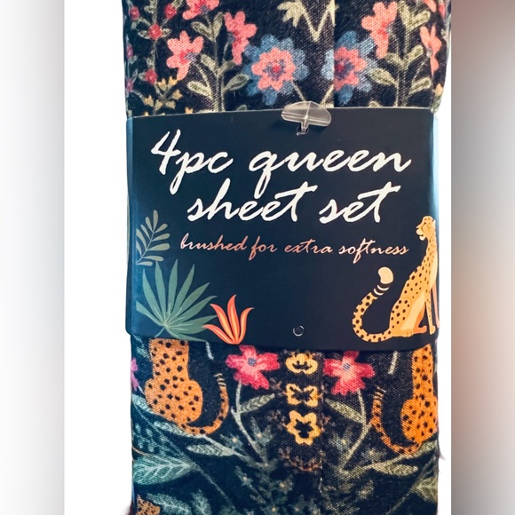 Veselka Home NWT Amazing Cheetah Cat Printed 4 Pc Super Soft Queen Sheet Set - Picture 2 of 4